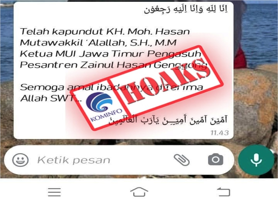 [HOAKS] Pesan Berantai Meninggalnya Ketua MUI Jawa Timur