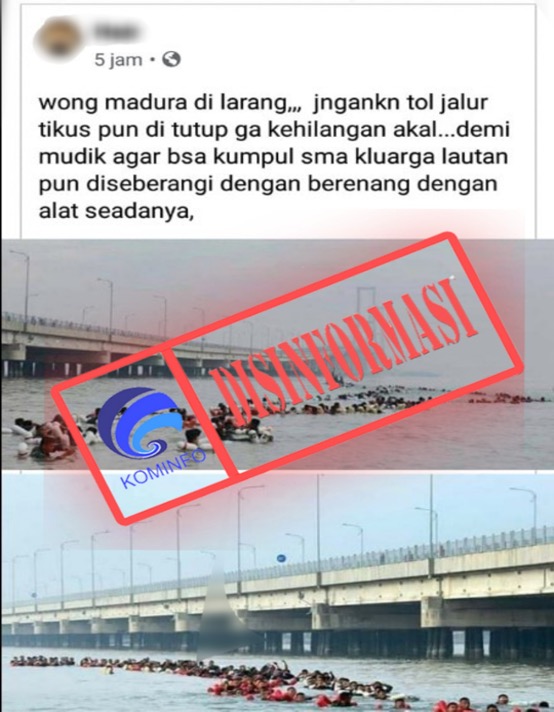 [DISINFORMASI] Demi Mudik Orang Madura Berenang dengan Alat Seadanya