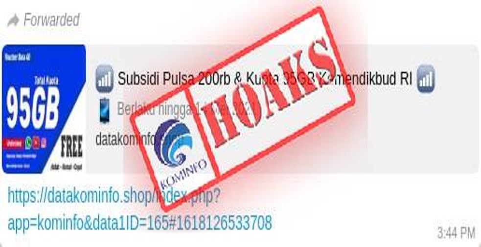 [HOAKS] Subsidi Pulsa Rp 200 Ribu dan Kuota 95 GB Mengatasnamakan Kemendikbud