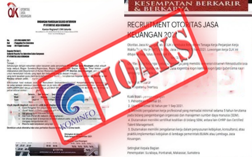 [HOAKS] Lowongan Kerja Mengatasnamakan OJK