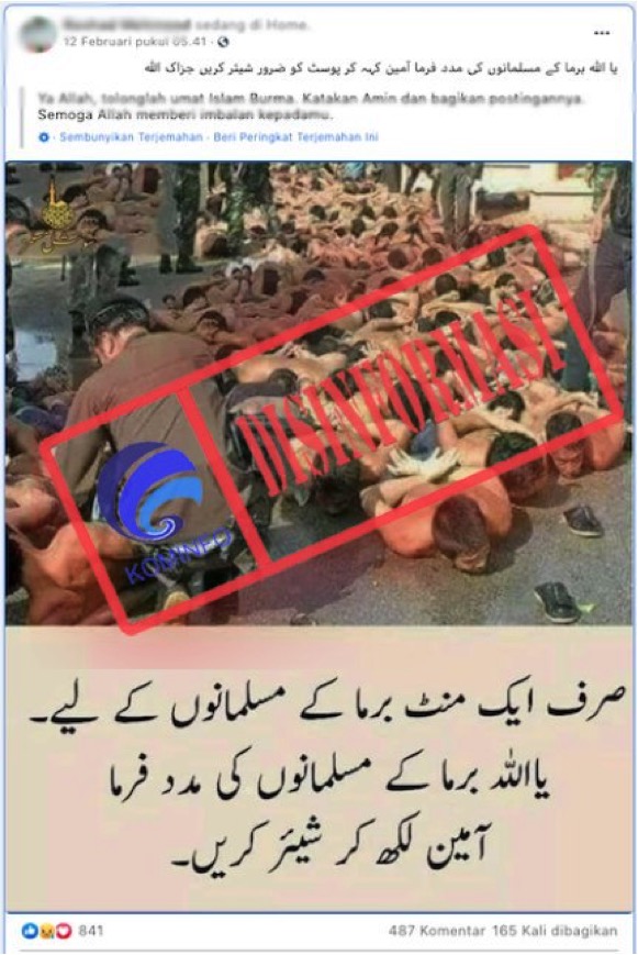 [DISINFORMASI] Foto Muslim Myanmar Tiarap saat Ditangkap Aparat Militer