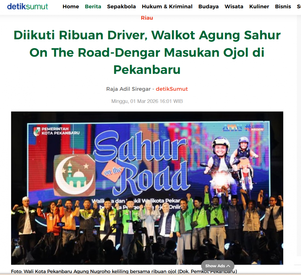 Diikuti Ribuan Driver, Walkot Agung Sahur On The Road-Dengar Masukan Ojol di Pekanbaru