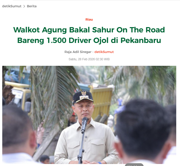 Walkot Agung Bakal Sahur On The Road Bareng 1.500 Driver Ojol di Pekanbaru