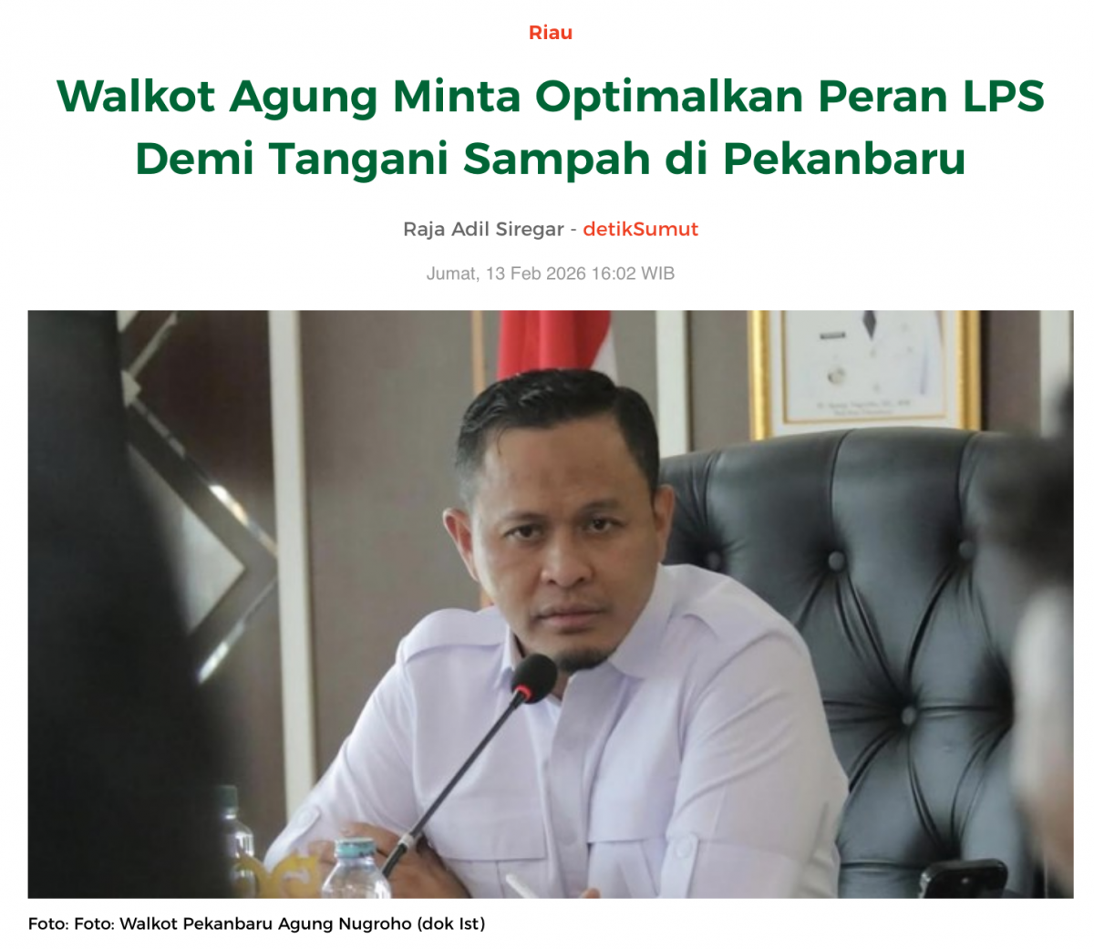 Walkot Agung Minta Optimalkan Peran LPS Demi Tangani Sampah di Pekanbaru