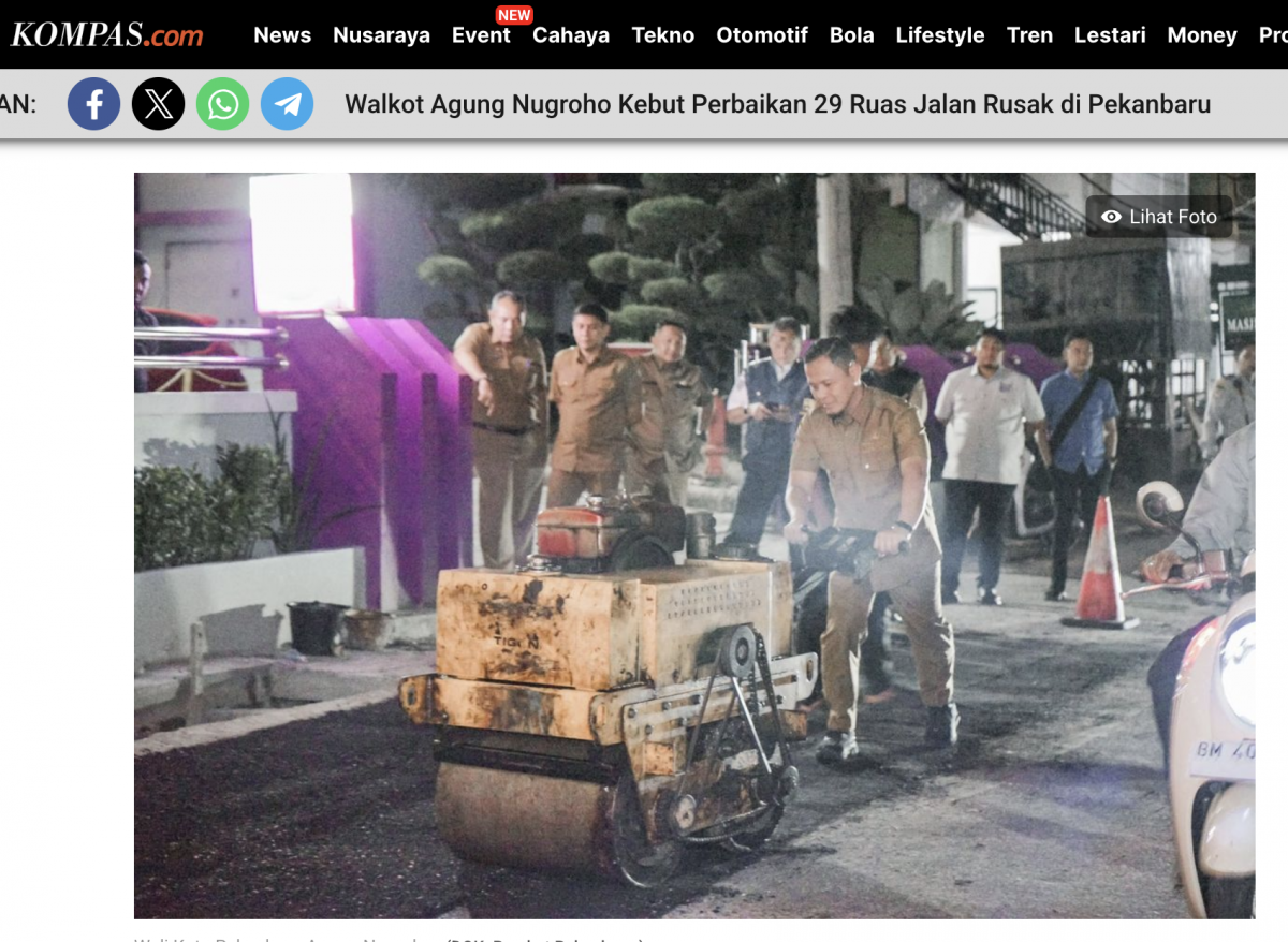 Walkot Agung Nugroho Kebut Perbaikan 29 Ruas Jalan Rusak di Pekanbaru