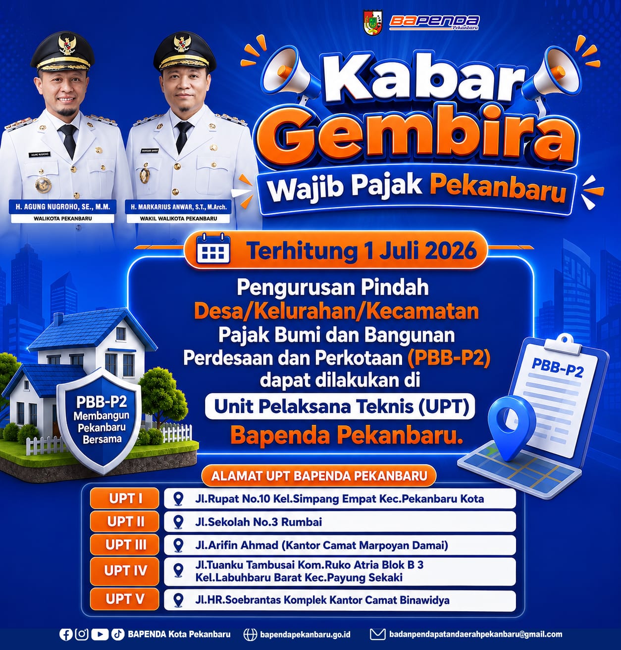 Jadi Lebih Mudah, Urus Pindah Desa/Kecamatan PBB-P2 Kini Bisa Dilakukan di UPT Bapenda Pekanbaru