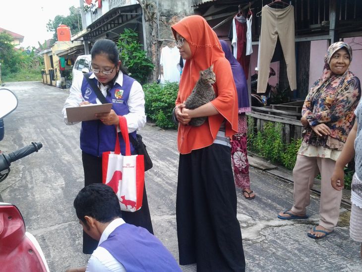 Lakukan Vaksinasi, Distankan Sisir Kucing dan Anjing di Sidomulyo Barat