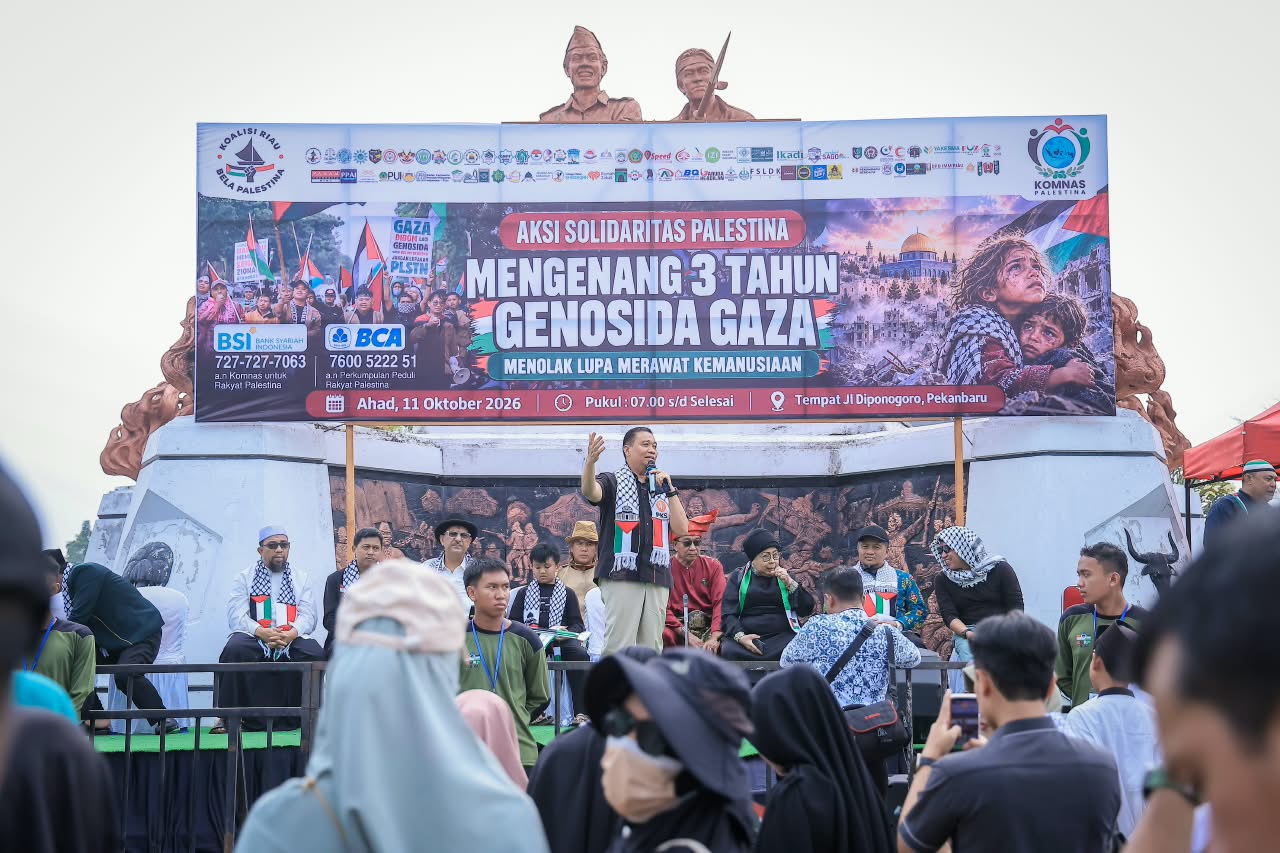 Wawako Ikut dalam Aksi Solidaritas Palestina di Kota Pekanbaru